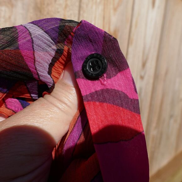 HALE BOB Silk Tunic Blouse Pink Boho Floral Roll Tab Long Sleeves Size XS - Picture 8 of 9